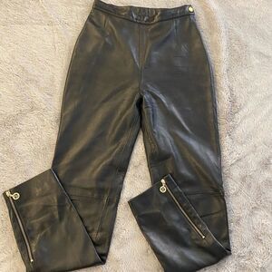 Authentic Chanel genuine leather pants, size 38( S)